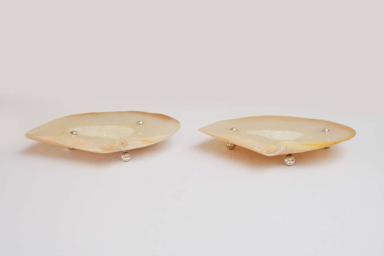 Large Pair of English Shell Caviar Dishes, Circa 1920 1