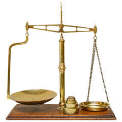 English Brass and Walnut Balance Scale, Circa 1880