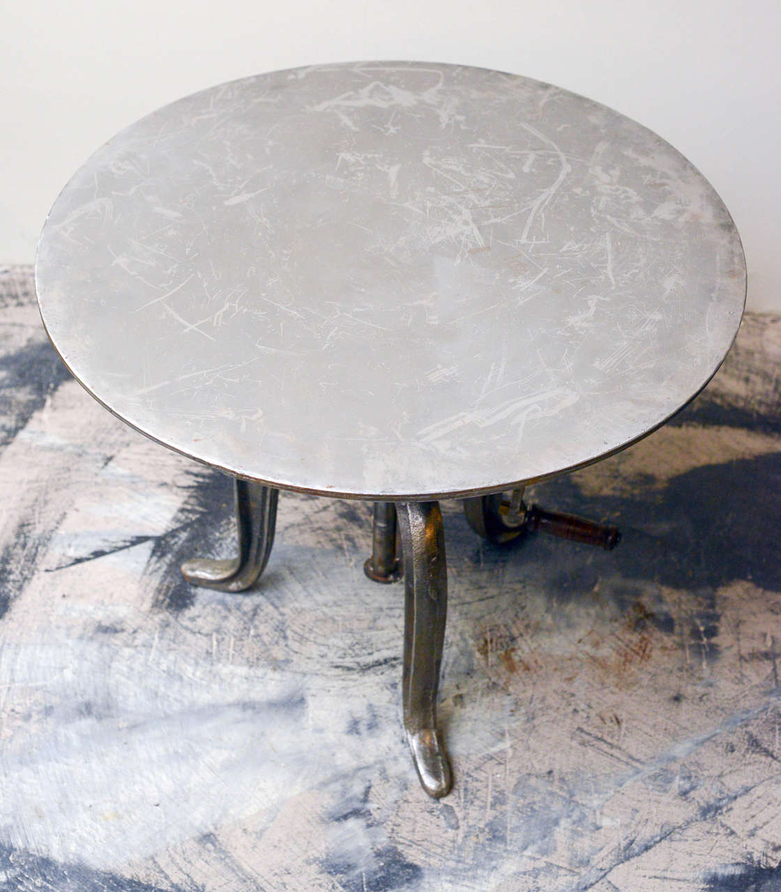 Early 20th Century Industrial Iron Circular Adjustable Table, circa 1900