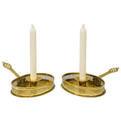 Pair of English Brass Candle Holders, Mid-19th Century