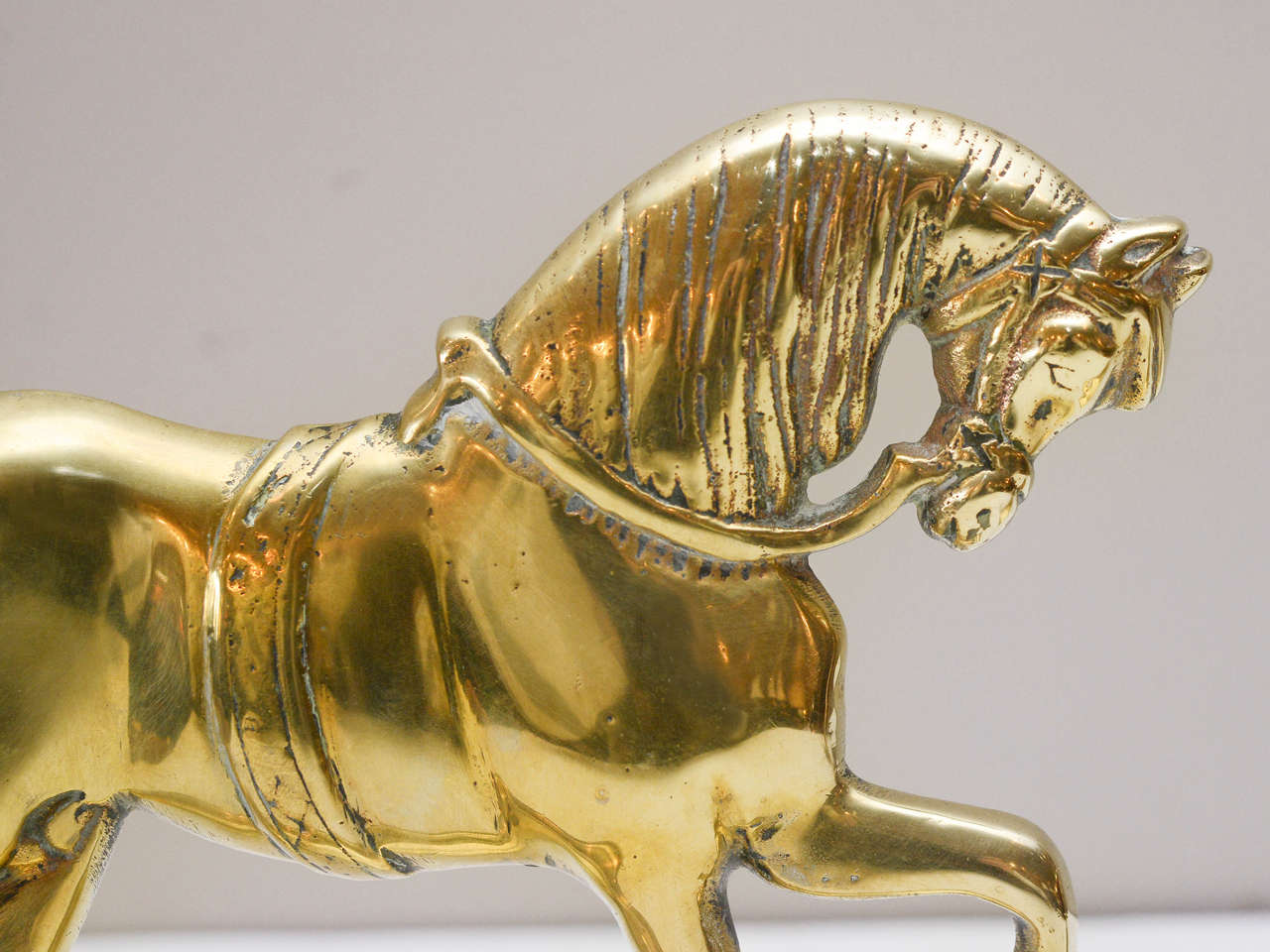 Pair of English Brass Horse Form Doorstops, 19th Century For Sale 1