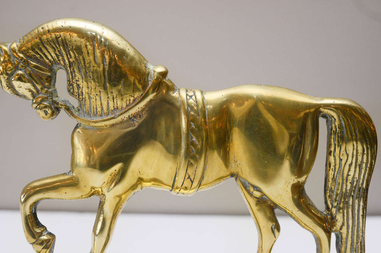 Pair of English Brass Horse Form Doorstops, 19th Century For Sale 3