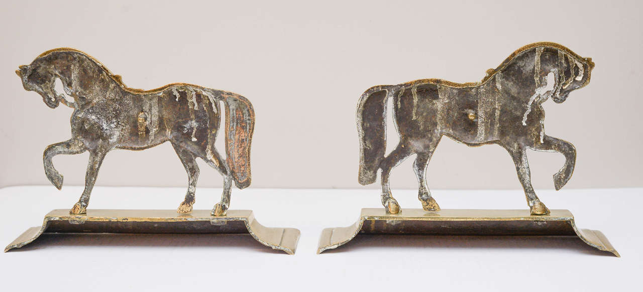 Pair of English Brass Horse Form Doorstops, 19th Century For Sale 4