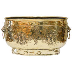 Large English Brass Oval Jardiniere, Circa 1880