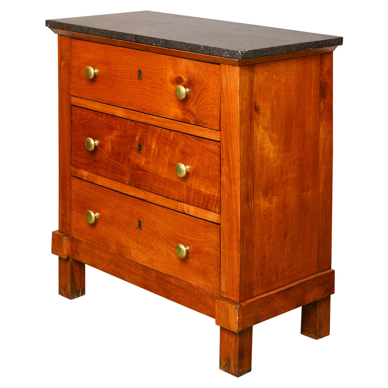 Italian Fruitwood and Fossilized Marble Top Commode, circa 1890 For Sale