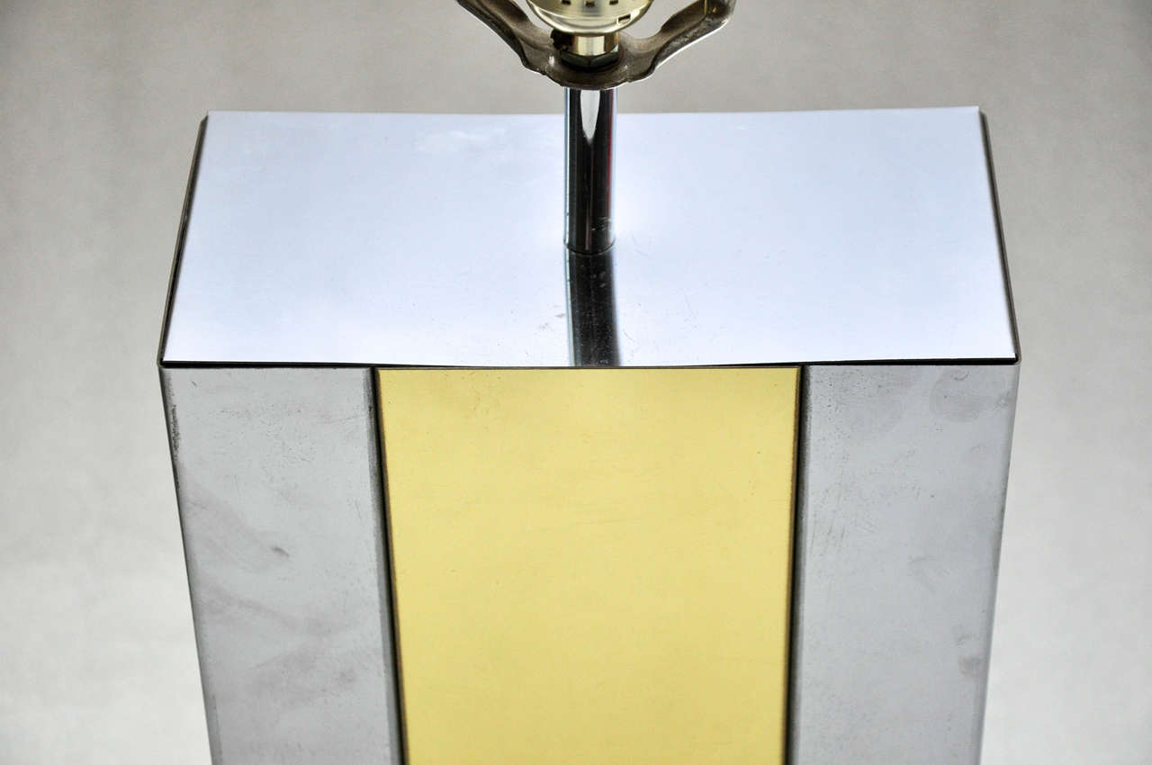 Vintage Chrome and Brass Modernist Table Lamp 4