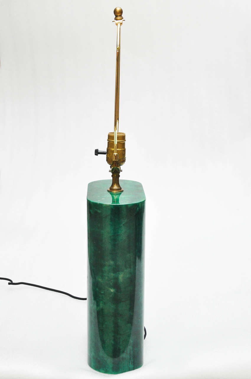 Aldo Tura Green Parchment and Brass Table Lamp 1