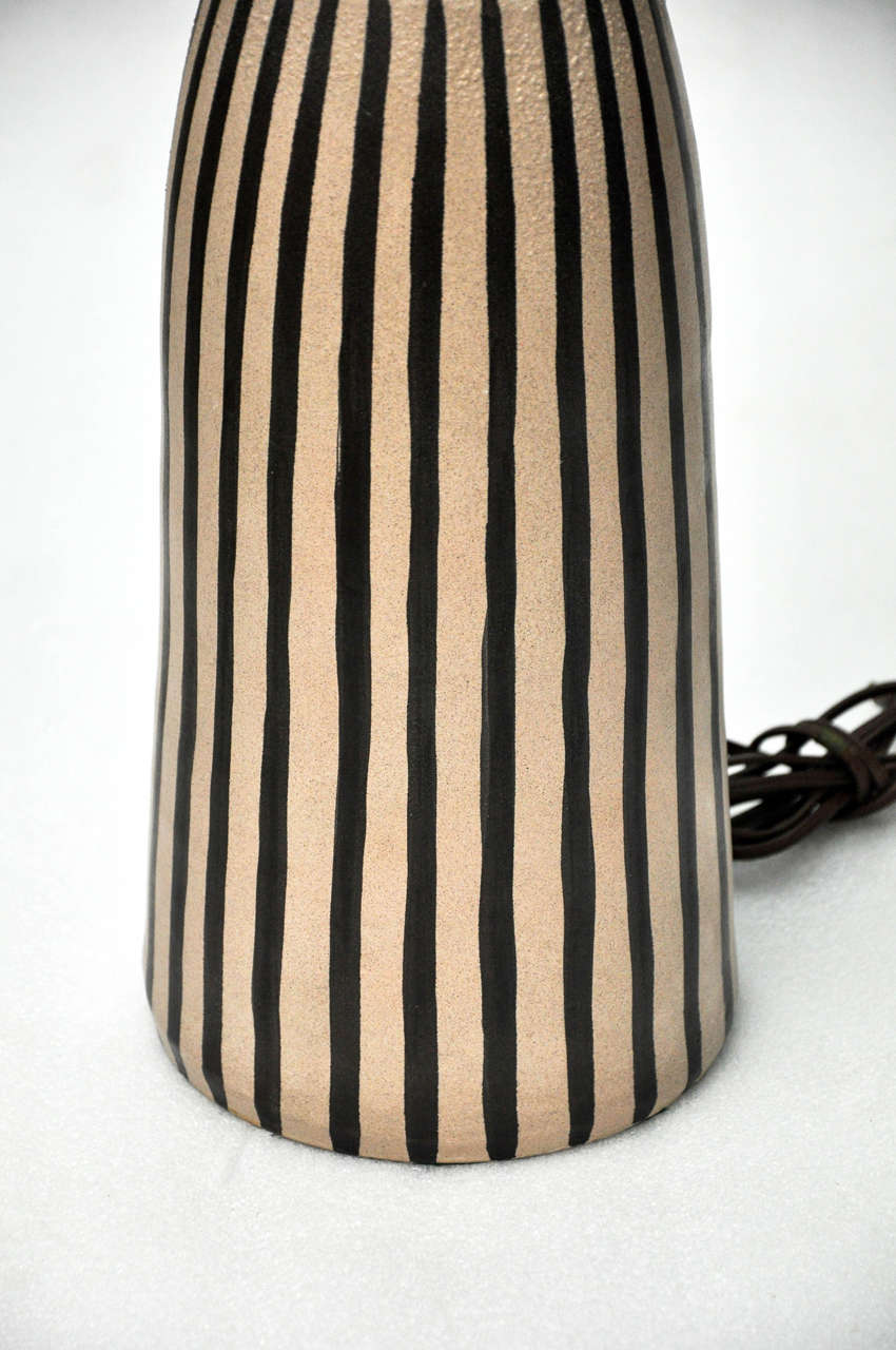 Black and White Striped Pottery Ceramic Lamp For Sale at 1stDibs black and white striped lamp
