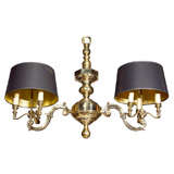 Brass Two Arm Six Light Billiard Hall Fixture