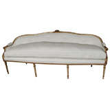 Antique Neo-Classical Style Sofa with Carved Wood Frame