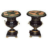 Vintage Pair of Marble Top Taboret Tables