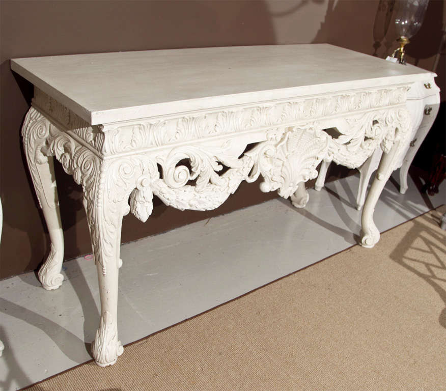 Wood William Kent Style Painted Carved Console