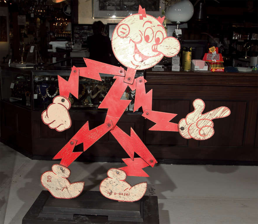 Reddy Kilowatt is drawn as a stick figure whose body and limbs are made of 