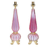 Seguso Murano Lamps Italian Pink Opaline/Venetian