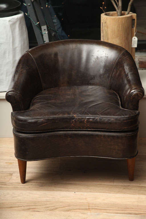 American Edward Wormley Leather Club Chair