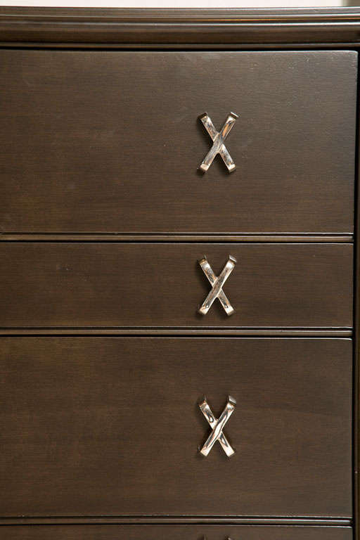 Pair of chest of drawers with nickel-plated 