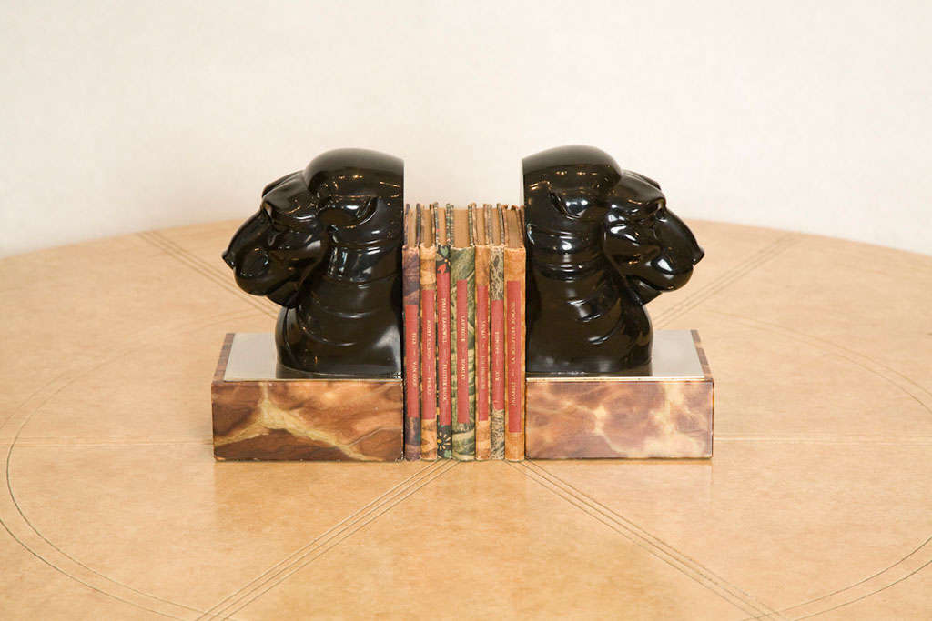 Mid-20th Century Italian Art Deco Lion Head Bookends