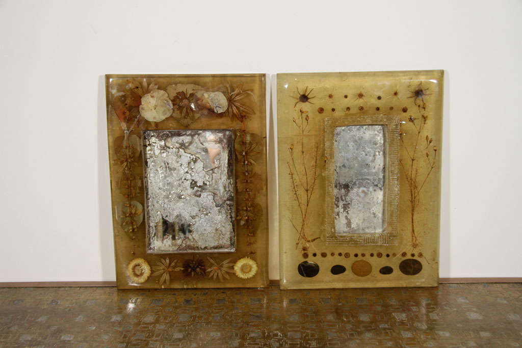 Two Pierre Giraudon Resin Rectangular Mirror Frames with Mirrors 5