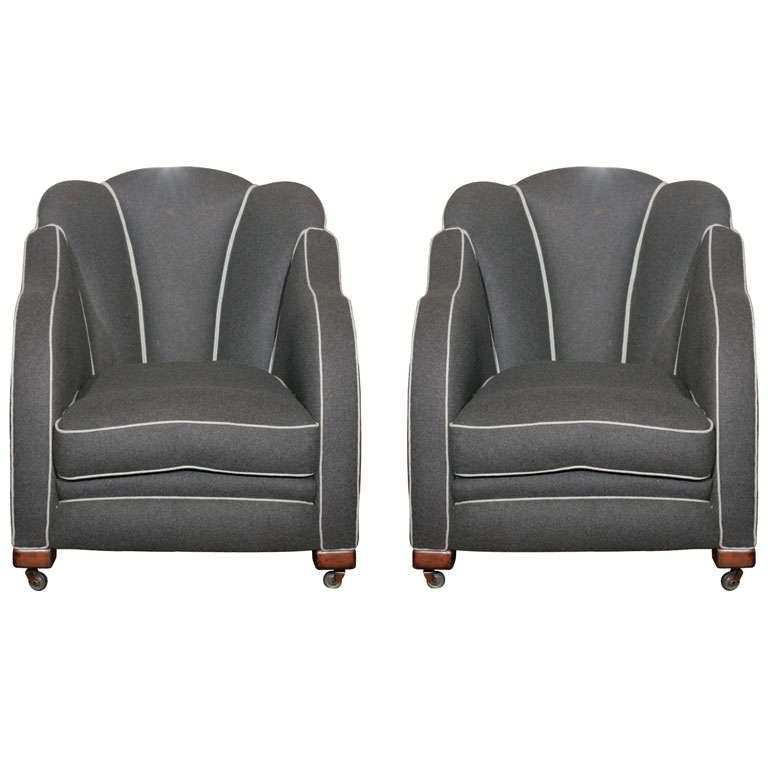 A pair of art deco cloud back armchairs For Sale