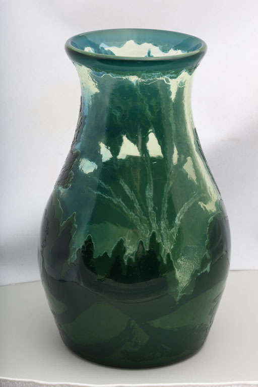 A Rare Lionel Pearce Cameo Glass Vase In Excellent Condition For Sale In New York, NY
