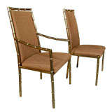 Set of 1970s Brass Faux Bamboo Dining Chairs by Mastercraft