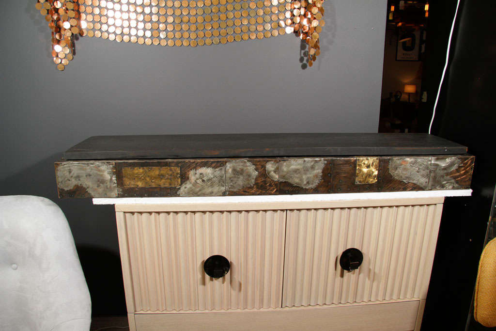 A Patchwork Metal Floating Console / Shelf by Paul Evans