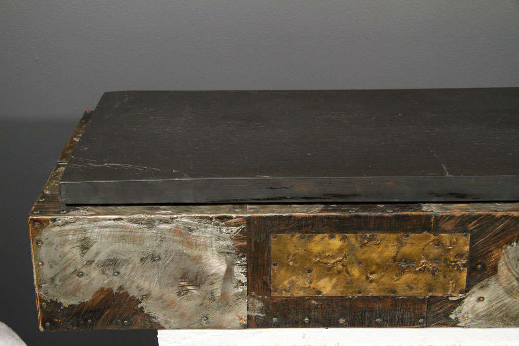 American A Patchwork Metal Floating Console / Shelf by Paul Evans