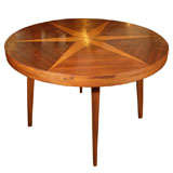 Circular Walnut Table with Inlaid Star