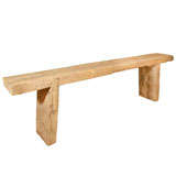 Antique Long Unfinished Blond Elm Rustic Console Table