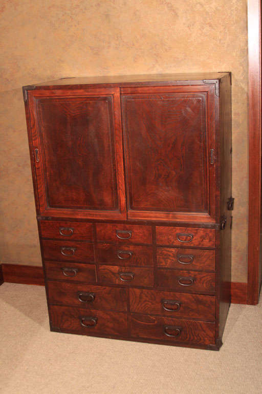 Japanese Keyaki Wood Merchant's Chest