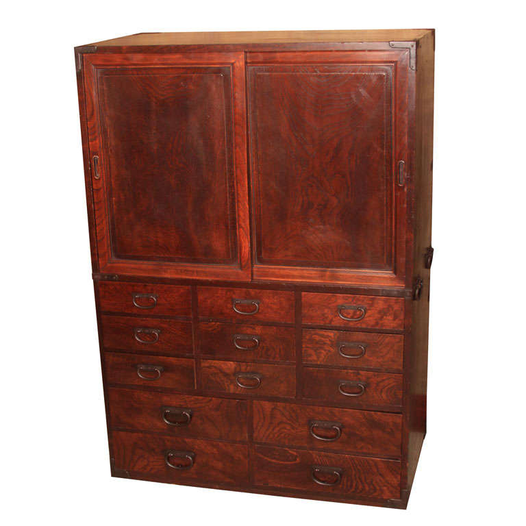 Japanese Keyaki Wood Merchant
s Chest For Sale