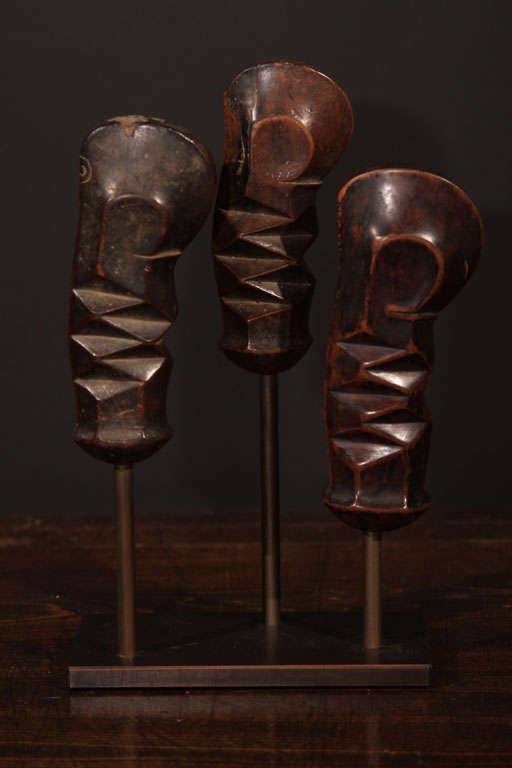 Set of Indonesian Carved Wood Keris Dagger Handles