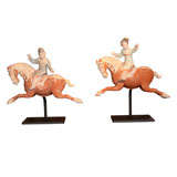 Pair of Chinese Tang Dynasty Horse & Rider Equestrian Figures