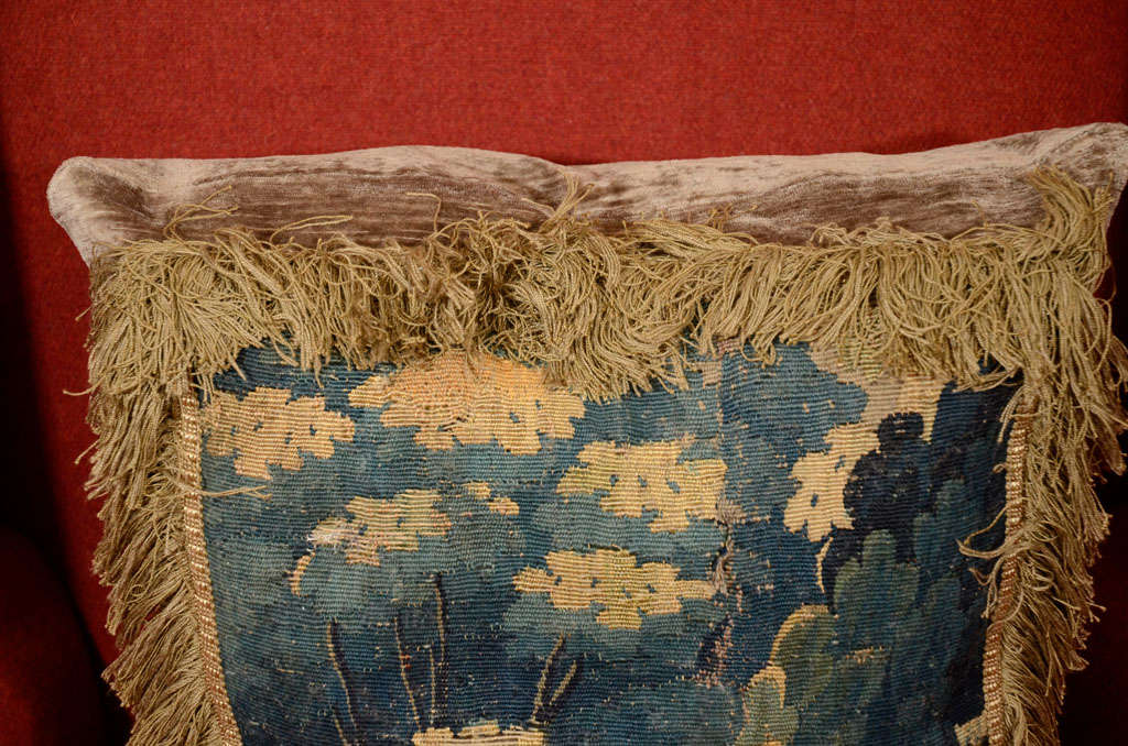 Wool Single Dutch tapestry fragment made into a cushion