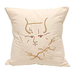 Embroidered Jean Cocteau Pillow by Jean Francois Lesage