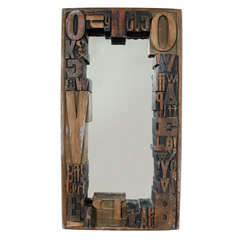 Typography Woodblock Framed Mirror by Jo Mead 10