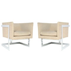 American Floating Cube Club Chairs by Milo Baughman for Thayer Coggin