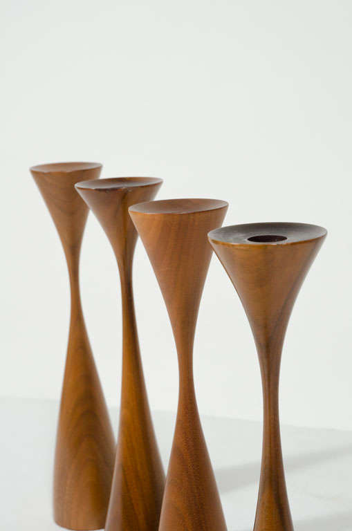 Set of Two Turned Walnut Candlesticks by Rude Osolnik at 1stDibs rude