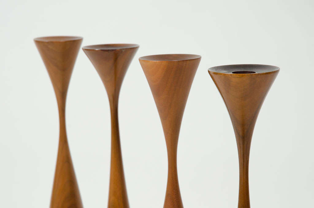 Set of Two Turned Walnut Candlesticks by Rude Osolnik at 1stDibs rude