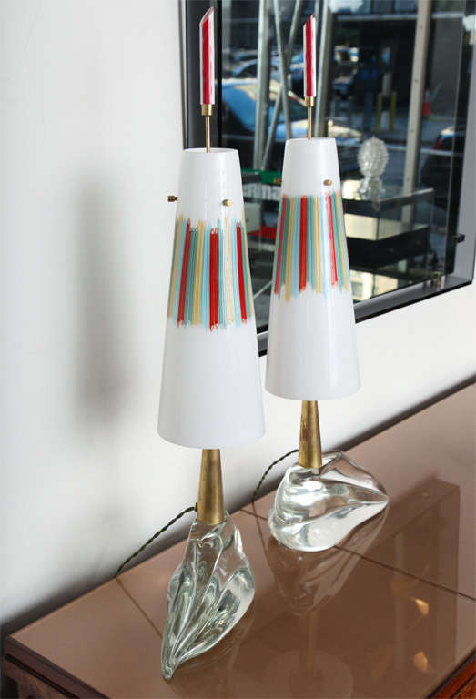 Blown Glass Pair of Lamps by Roberto Giulio Rida For Sale