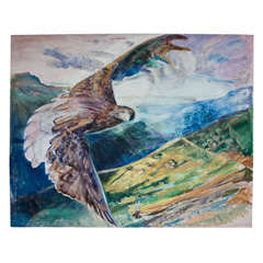 Vintage Remy  Tissier Oil  Painting "raptor   In  The  Valley