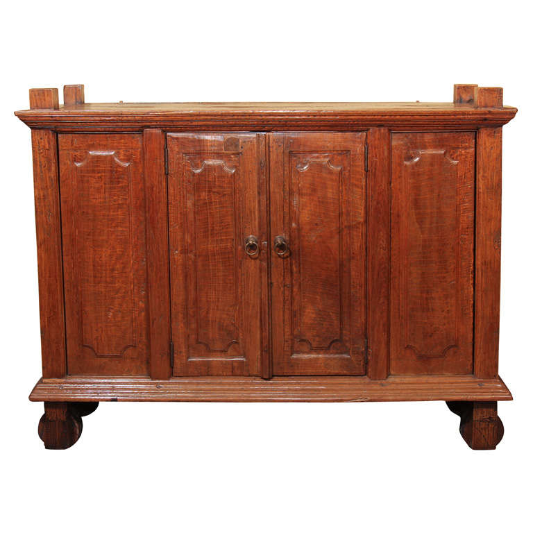 Large Javanese Wheeled Teak Cabinet