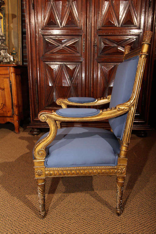 Pair of French Gilt Napoleon III Style Armchairs In Excellent Condition For Sale In Kirkland, WA