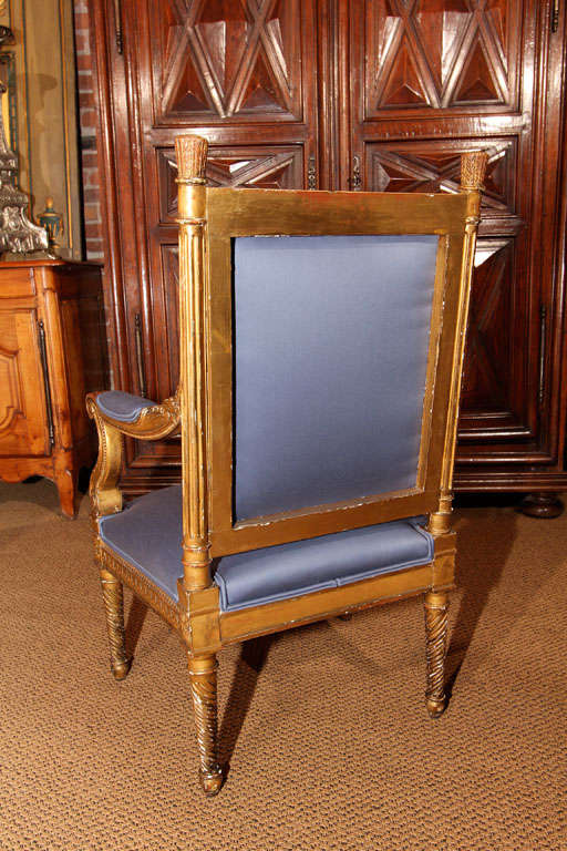 20th Century Pair of French Gilt Napoleon III Style Armchairs For Sale