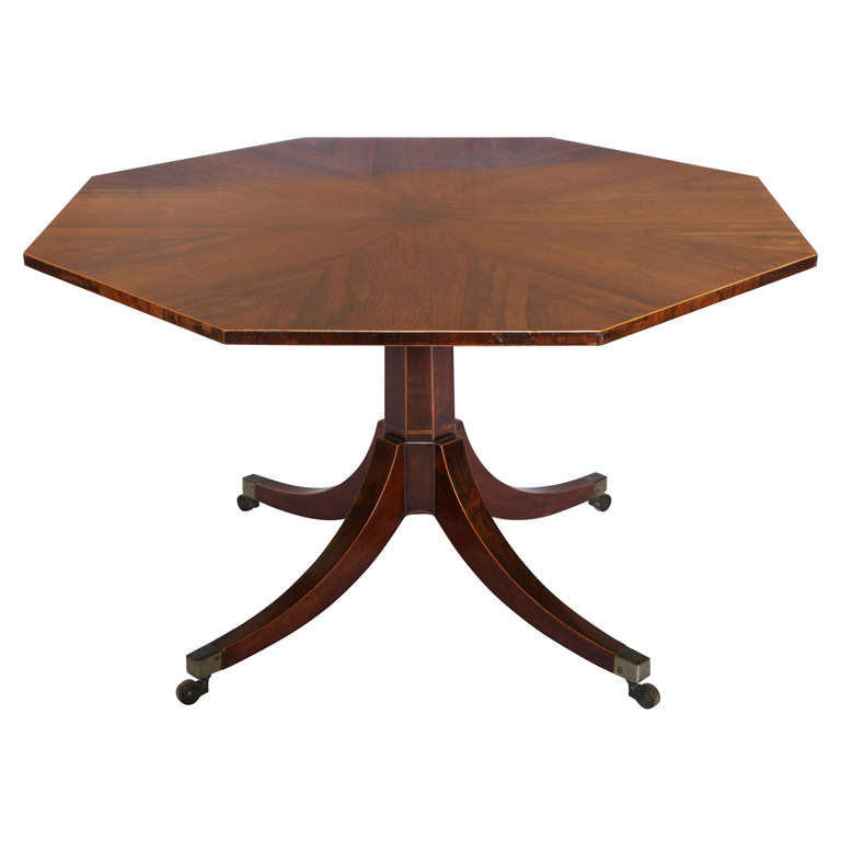 A Regency rosewood octagonal center table. For Sale