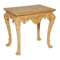 Very Fine Queen Anne Giltwood Strapwork Console Table