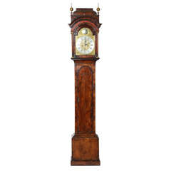 Antique Important Queen Anne walnut tall case clock.