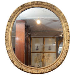 18th Century Italian Oval Giltwood Mirror Antique 18th Century Italian Oval Giltwood Mirror