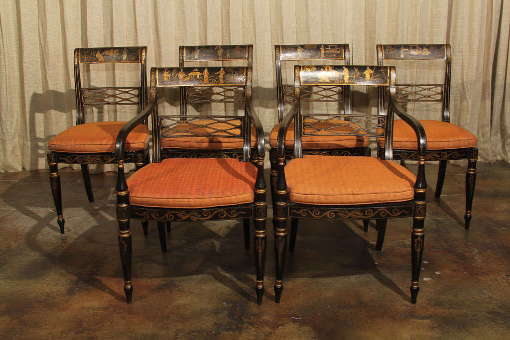 Set of 6 Regency Chinoiserie Chairs