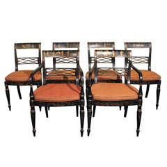 Antique Set of 6 Regency Chinoiserie Chairs